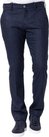 Jacob Cohen Navy Flannel Slim Fit Broek - Heren - Slim Fit Broeken - Blauw - W38 - Broeken