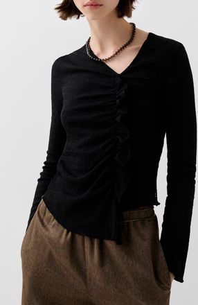 Scalpers Wrinkle Ls Tee in Black at Nordstrom, Size Medium Eu