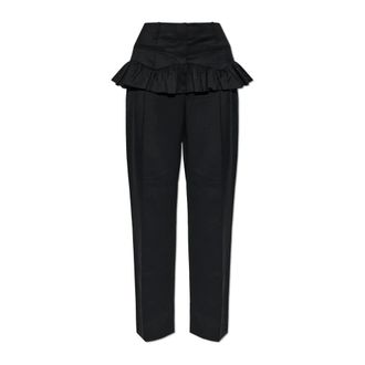 Ganni Pantalones con volantes - Trousers - Mujer - Negro - XS