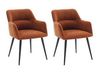 Vente-Unique Vente-unique - Sedia Con Braccioli In Tessuto E Metallo Nero Terracotta - Lotto Di 2 - Heka