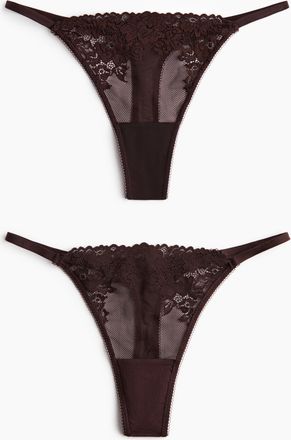 H&M 2er-Pack Tangas mit Spitze - Brown