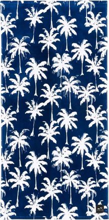 Slowtide Luca Palm Print Beach Towel In Blue/white