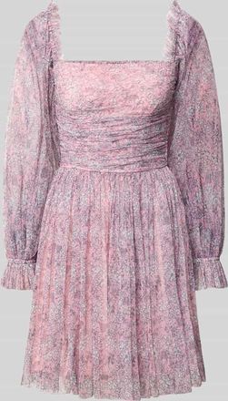 Lace & Beads Cocktailkleid mit Karree-Ausschnitt in Rosa, Gr&ouml;&szlig;e XXL