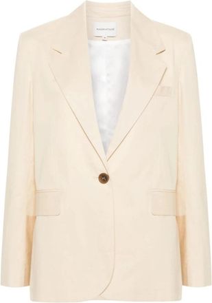 Maison Kitsun&eacute; Tailored Jacket - Dames - Blazers - Beige - S - Leer - Jassen
