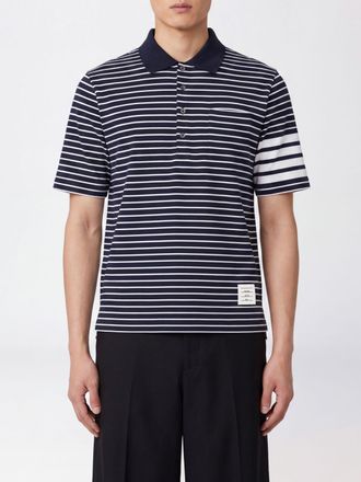 Thom Browne Polo a maniche corte in cotone con motivo 4-Bar a righe