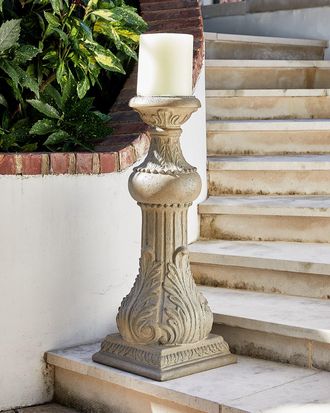 Neiman Marcus 30 Outdoor Cast Stone Floor Candlestick