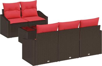 vidaXL Juego De Sof&aacute; 6 Uds. 3-n&uacute;mero De Plazas Marr&oacute;n Y Rojo Vidaxl