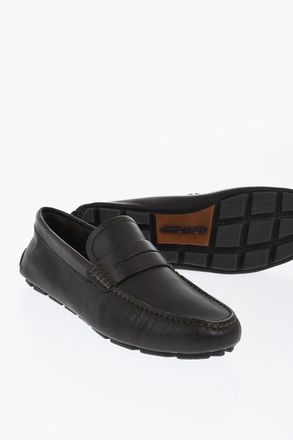 Ermenegildo Zegna Leather Penny Loafers in Solid Colour Ermenegildo Zegna
