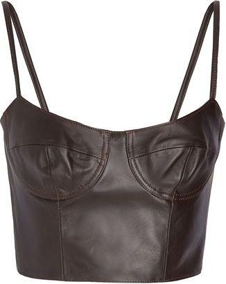 8 by YOOX LEATHER BODYCON CROP TOP