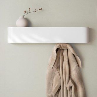 OEM Mensola A Muro - Appendiabiti Da Parete - Design Moderno Con Ganci Nascosti - Pannello Impiallacciato - 52,7x7,2x10,1 Cm - Bianco