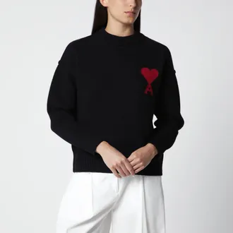 Ami Black Ami de Coeur virgin wool sweater