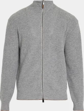Canali Men & apos;s Wool Zip-Front Cardigan