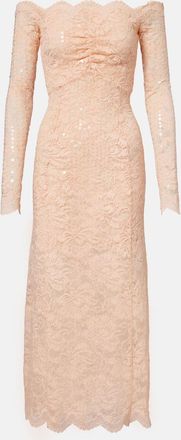 Paco Rabanne Sequined off-shoulder lace midi dress