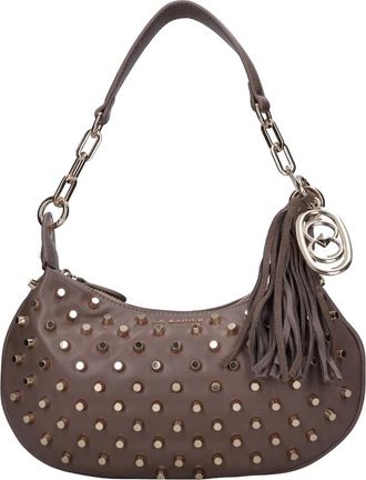 La Carrie Nep Leer Studded Tas - Dames - Schoudertassen - Bruin - ONE Size - Leer - Tassen