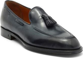 John Varvatos Barrow Leather Tassel Loafer in Charcoal at Nordstrom, Size 11.5