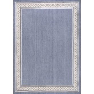 Jonathan Y Designs Lucia Classic Diamond Border Indoor/Outdoor Area Rug in Blue/cream at Nordstrom, Size 3Ft 0In X 5Ft 0In