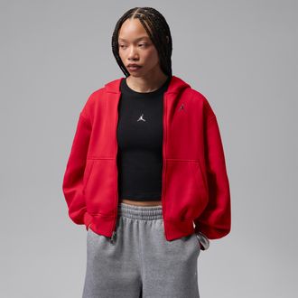 Nike Jordan Womens Jordan Brooklyn Full-Zip Hoodie in Red | IM7282-687