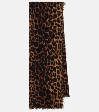 Saint Laurent Leopard-print wool scarf