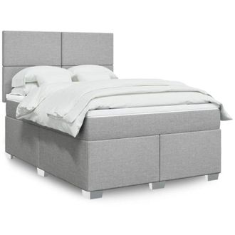 vidaXL Vidaxl - Cama Box Spring Con Colch&oacute;n Tela Gris Claro 140x190 Cm