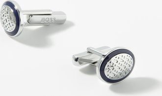 BOSS Mens Textured oval cufflinks