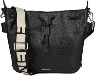 Coccinelle Gretel Ribbon Handtas Gekorreld Leer - Dames - Schoudertassen - Zwart - ONE Size - Leer - Tassen