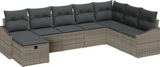 vidaXL Garden Sofa Set with Cushion 8 pcs Grey Poly rattan Vidaxl