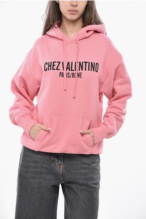 Valentino Brushed Cotton Hoodie With Printed Logo size S