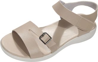 Generic Ladies Strappy Sandals Comfortable Open Toe Orthopedic Shoes Solid Color Stylish Breathable Lightweight Versatile Low Wedge Heel Sandals Summer Beach