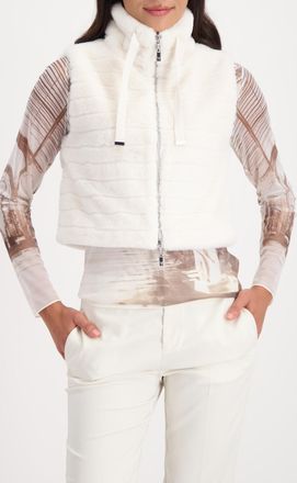Monari Fellimitatweste MONARI Weste fake fur, Damen, Gr. 44, almond, Pl&uuml;sch, Obermaterial: 100% Polyester. Futter: 100% Polyester, unifarben, regular fit tai