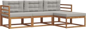 vidaXL Conjunto De Sof&aacute;s De Exterior 4 Uds. Gris Natural Y Claro Vidaxl