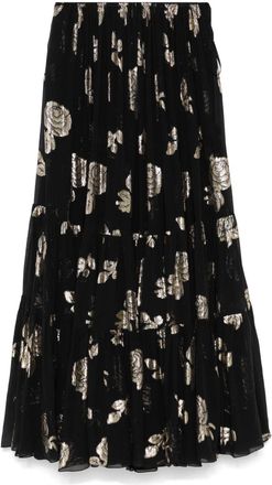 Chlo&eacute; floral-jacquard maxi skirt - women - Acetate/Silk/Silk/Polyester - 36 - Black