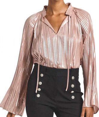 Derek Lam Claira Pleated Blouse In Pink