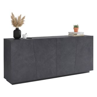 Dmora Aparador Dliguor, Aparador De Cocina Con 4 Puertas, Buffet De Sal&oacute;n, 100% Made In Italy, Cm 200x43h86, Pizarra - Dmora