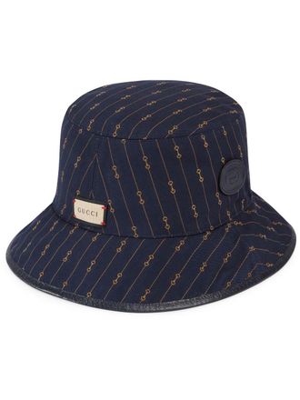 Gucci reversible GG and Horsebit bucket hat - unisex - Wool/Polyester/Cotton/Polyamide/Calf Leather - M - Neutrals