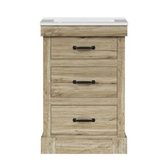 Teamson Home Donovan 24 Single Bathroom Vanity with Integrated Square Sink & Two Drawers in Brown