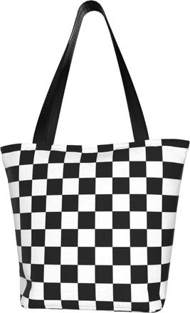AOOEDM Tote Bag Race Waving Checkered Flag Shopping Bags Small Reusable Market Bag Beach Tote Bags Travel Totes
