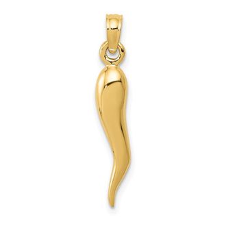 Diamond2Deal 10k Yellow Gold Medium Italian Horn Pendant