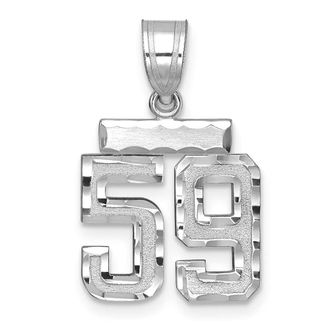 Diamond2Deal 14k White Gold Small Brushed Diamond-cut Number 59 Charm Pendant