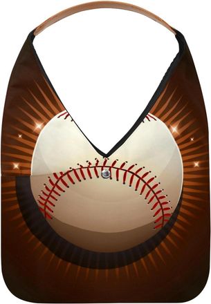 Generic Baseball Ball Background Reusable Lightweight Grocery Bags - Foldable Into Compact Pouch, Washable & Sturdy, Multipurpose for Shopping and Travel