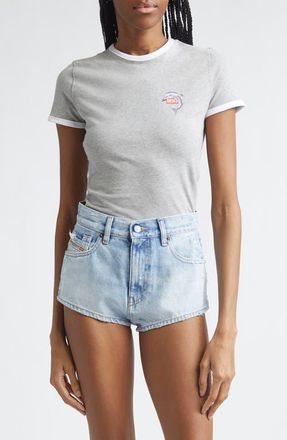 Diesel T-Uncuties Dolphin Logo Graphic Ringer T-Shirt in Melange Grey at Nordstrom, Size Xx-Small