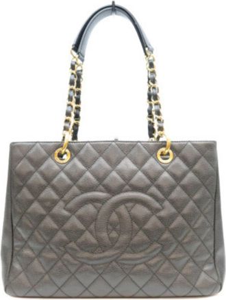 Chanel Black Grained Calfskin Shoulder Bag Tote Bag (Pre-Owned)