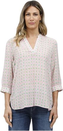 Caliban Lange Mouw Blouse - Dames - Blouses - Wit - M - Katoen - Overhemden