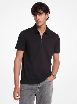 Michael Kors Cotton Blend Piqu&eacute; Zip-Up Polo Shirt