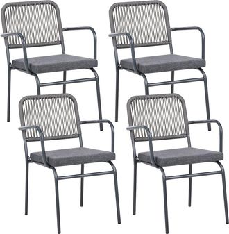 Beliani Conjunto de 4 sillas de jard&iacute;n con cojines Metal Gris