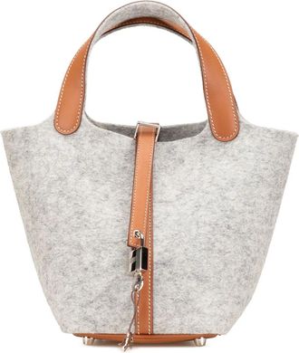 Hermès Borsa a mano Picotin Lock 18 in lana Feutre e pelle Swift 2020 - Marrone