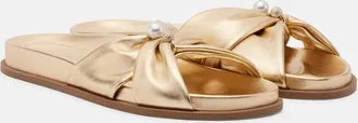 Jimmy Choo London Sandalias Rafi de piel metalizada adornadas
