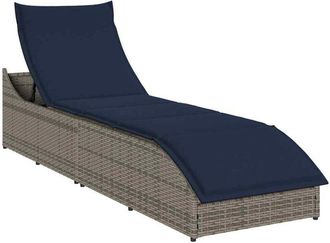 vidaXL Vidaxl - Tumbona Plegable Con Coj&iacute;n Y Espacio Gris Rat&aacute;n Sint&eacute;tico