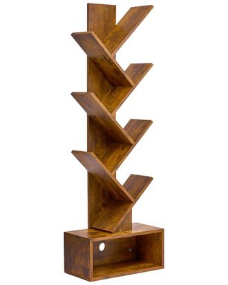 Sorbus 7-Tier Zigzag Tree Bookshelf With Drawer