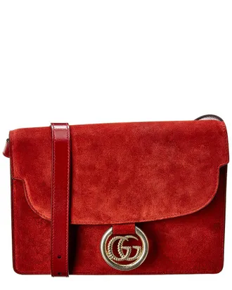 Gucci Torchon Double G Suede Shoulder Bag