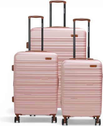 Infinity Leather Uitschuifbare ros&eacute;gouden harde ABS koffer 8 wiel reis grote bagage